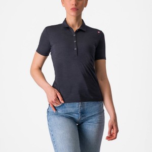 Black Women Castelli MERINO W POLO Casual | AQFB-91578