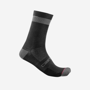 Black / Dark Grey Men Castelli ALPHA 18 Socks | UXHM-37542