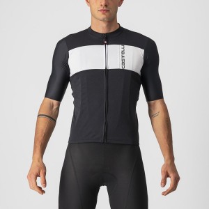 Black / Silver Grey / White Men Castelli PROLOGO 7 Jersey | RIBY-76413