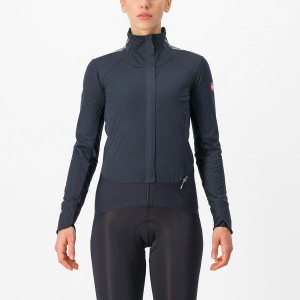 Black / Silver / Dark Women Castelli ALPHA DOPPIO ROS W Jackets | UZAL-37509