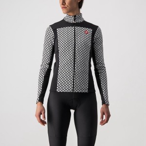 Black / White Women Castelli SFIDA 2 FZ Jersey | BSHT-95746