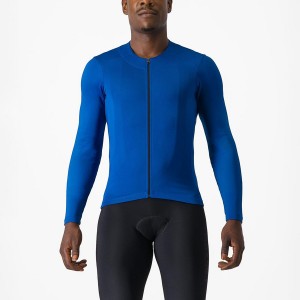 Blue Men Castelli FLY LS Jersey | CUEP-57286