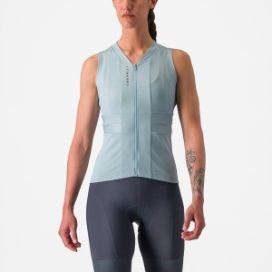 Blue / Dark Grey Blue Women Castelli ANIMA 4 SLEEVELESS Jersey | LXID-89235