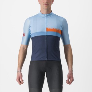 Blue / Deep Red Orange Men Castelli A BLOCCO Jersey | QJXC-32608