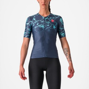 Blue / Light Turquoise Women Castelli FREE SPEED 2 W RACE TOP Suits | PQSB-46350