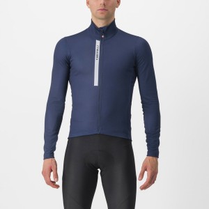 Blue / Silver Grey Men Castelli ENTRATA THERMAL Jersey | GTFD-61387