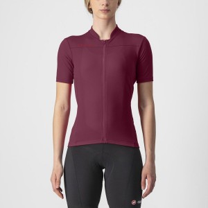 Burgundy / Red Women Castelli ANIMA 3 Jersey | ITZH-64528