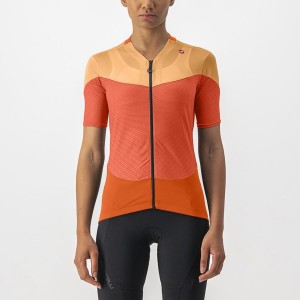 Deep Red Orange / Orange Women Castelli GRADIENT COLOR BLOCK Jersey | QZLJ-29058