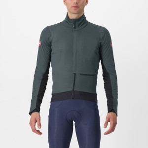 Green / Black Men Castelli ALPHA DOPPIO ROS Jackets | JBUM-52836