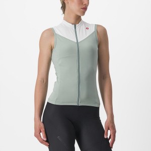 Green / White Women Castelli SOLARIS SLEEVELESS Jersey | SQUR-34591