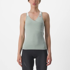 Green / White Women Castelli SOLARIS TOP Jersey | KZLO-61487