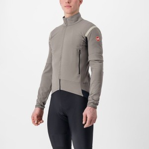 Grey / Khaki Grey Men Castelli PERFETTO RoS 2 CONVERTIBLE Jackets | XKZE-95048