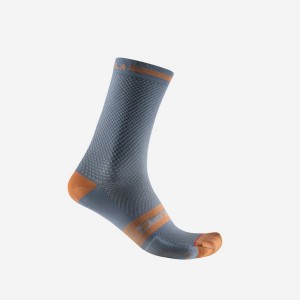 Light Grey Blue / Brown Men Castelli SUPERLEGGERA T 18 Socks | ZDCN-85973