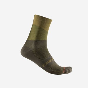 Olive / Deep Green Men Castelli ORIZZONTE 15 Socks | UBMI-31495