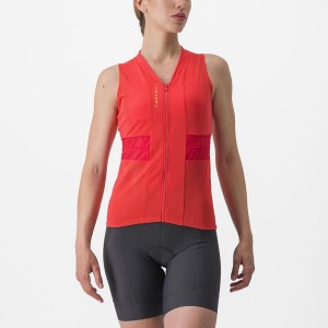 Orange Women Castelli ANIMA 4 SLEEVELESS Jersey | EAWZ-07328