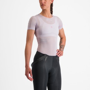 Purple White Women Castelli PRO MESH W SHORT SLEEVE Base Layer | YAQB-25491