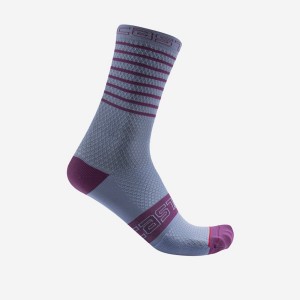 Purple White Women Castelli SUPERLEGGERA W 12 Socks | WCOY-98142