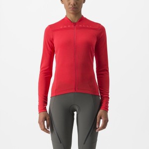 Red Women Castelli ANIMA 4 LONG SLEEVE Jersey | ACUR-84156