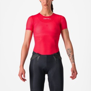 Red Women Castelli PRO MESH W SHORT SLEEVE Base Layer | KRHV-69180