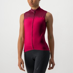 Red / Burgundy Women Castelli VELOCISSIMA SLEEVELESS Jersey | LNBD-07439