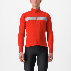 Red / Silver Men Castelli RADDOPPIA 3 Jackets | RXOE-97632