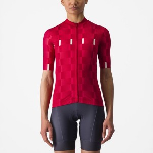 Red / White Women Castelli DIMENSIONE Jersey | FRET-93076