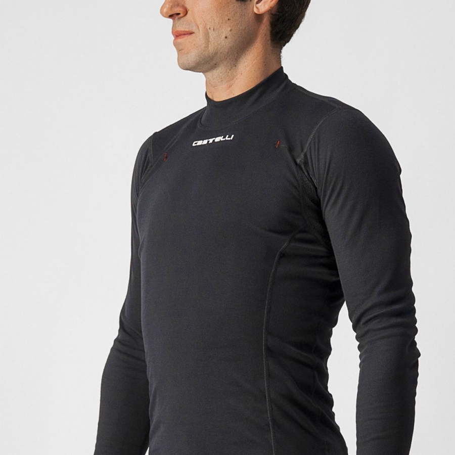 Black Men Castelli FLANDERS WARM LONG SLEEVE Base Layer | UWXV-89105