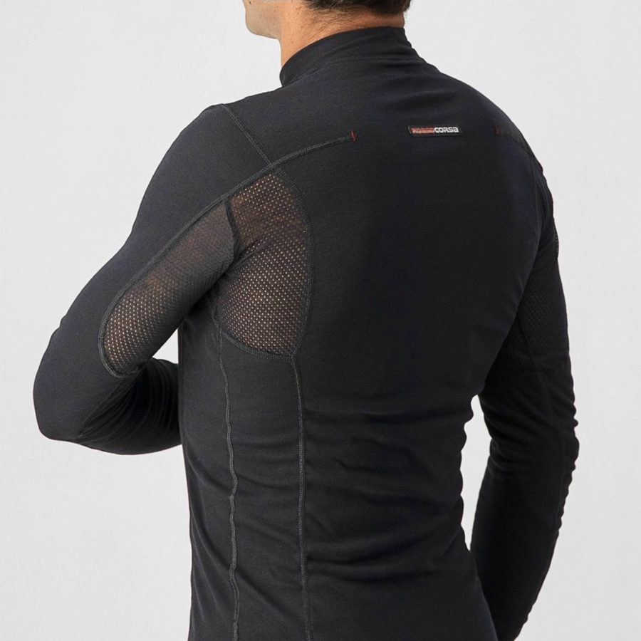 Black Men Castelli FLANDERS WARM LONG SLEEVE Base Layer | UWXV-89105