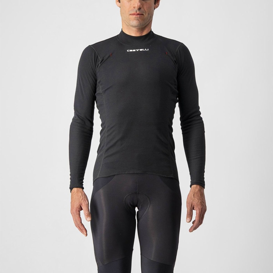 Black Men Castelli FLANDERS WARM LONG SLEEVE Base Layer | UWXV-89105