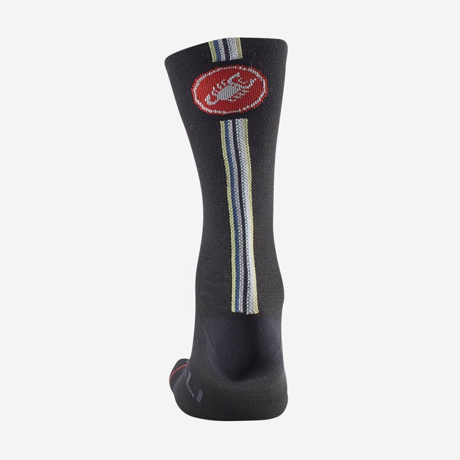 Black Men Castelli RACING STRIPE 18 Socks | WOBS-38249