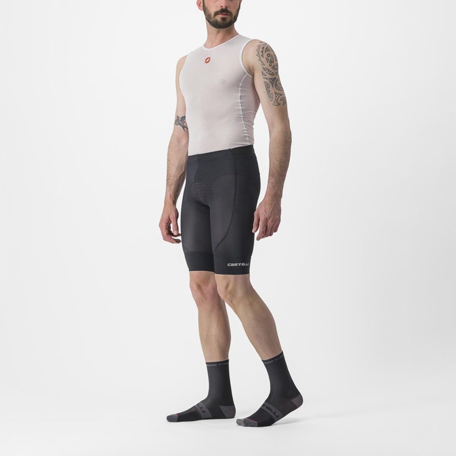 Black Men Castelli TRAIL LINER Shorts | SLGX-23045