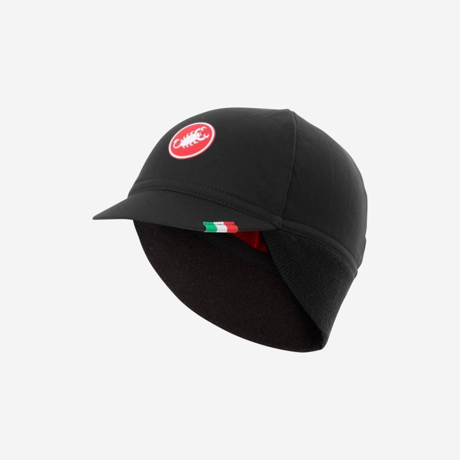 Black Red Men Castelli DIFESA THERMAL Cap | PQOY-84617