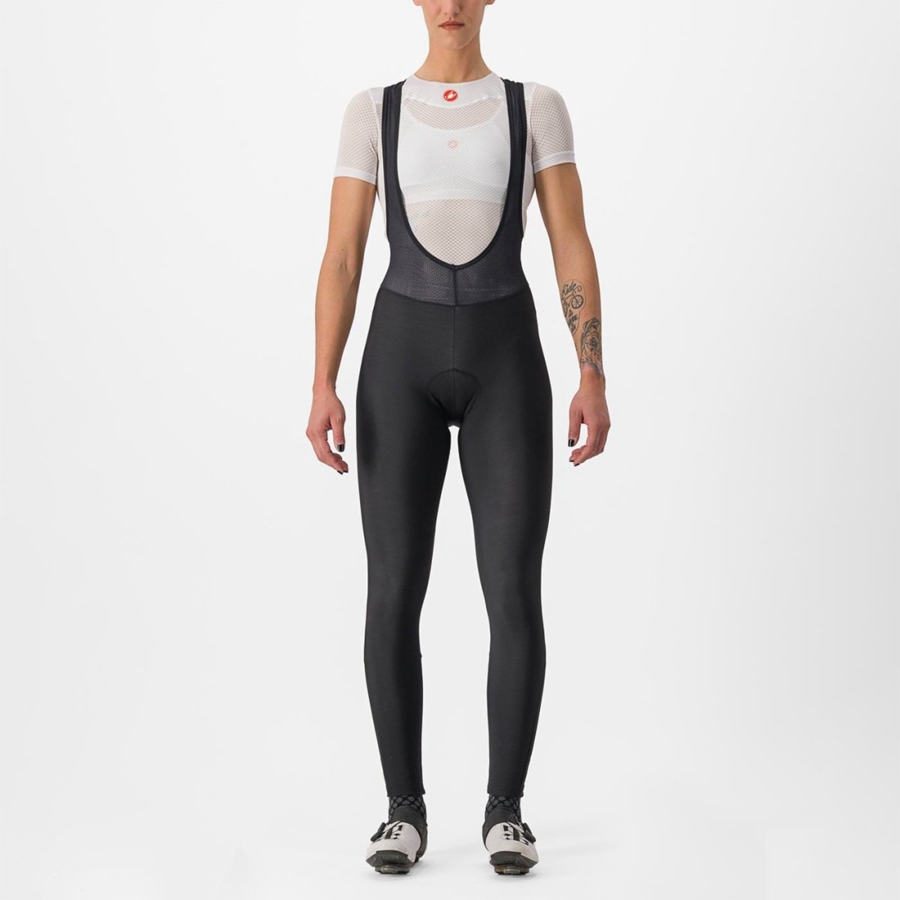 Black Women Castelli ENTRATA W Bib Tights | CPZJ-36498