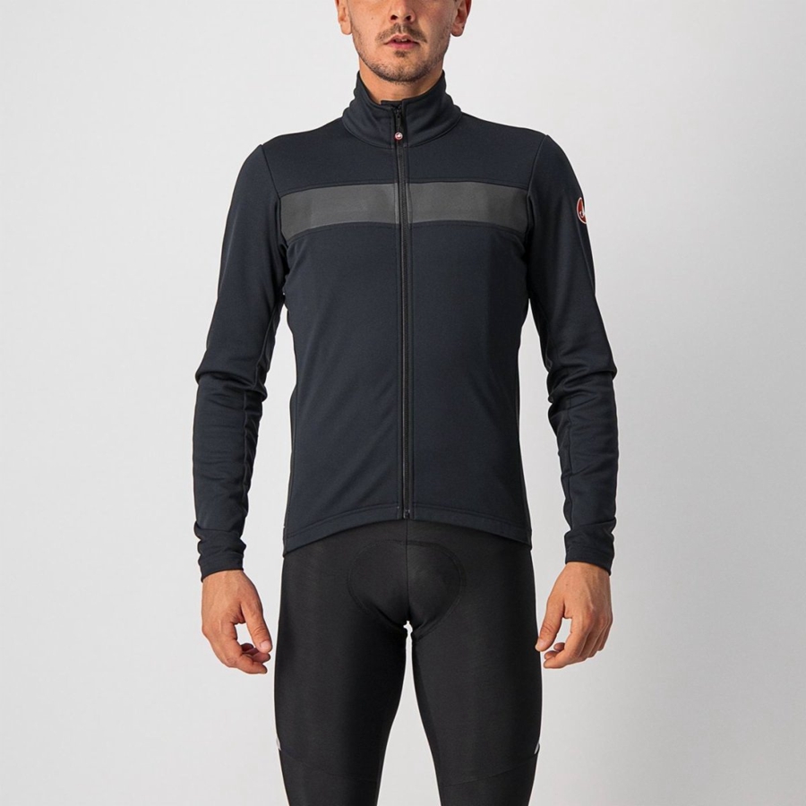 Black / Black Men Castelli RADDOPPIA 3 Jackets | SVIF-49023