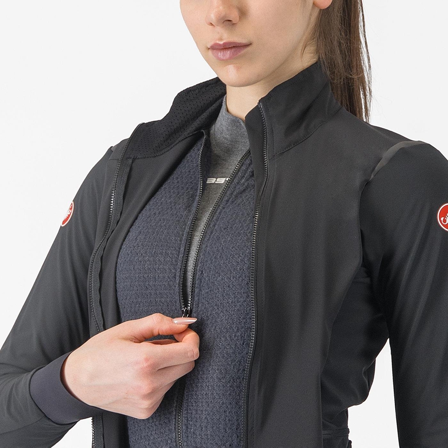 Black / Black Women Castelli ALPHA FLIGHT ROS W Jackets | IBDH-56394