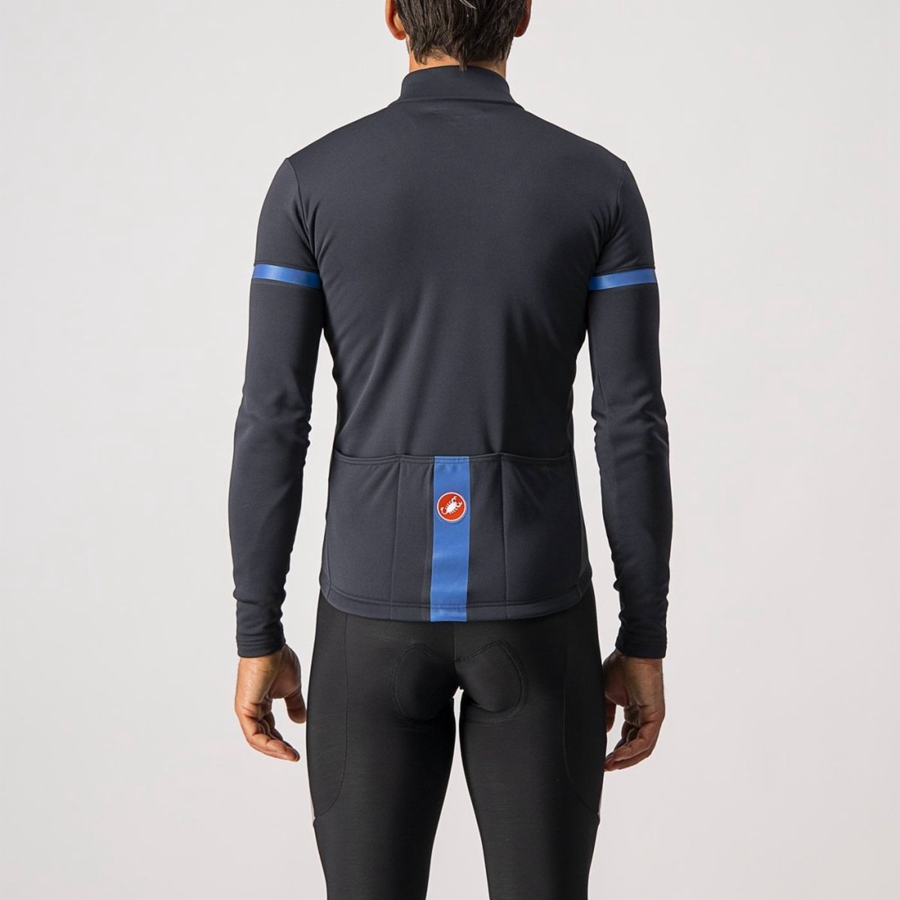 Black / Blue Men Castelli FONDO 2 FZ Jersey | XEJM-07164