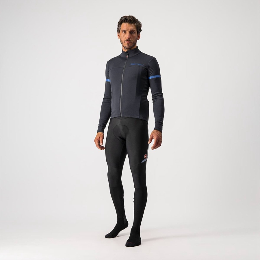 Black / Blue Men Castelli FONDO 2 FZ Jersey | XEJM-07164