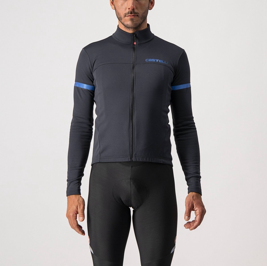 Black / Blue Men Castelli FONDO 2 FZ Jersey | XEJM-07164