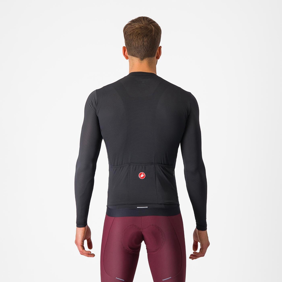 Black / Dark Grey Men Castelli ESPRESSO LS Jersey | VXAF-45786