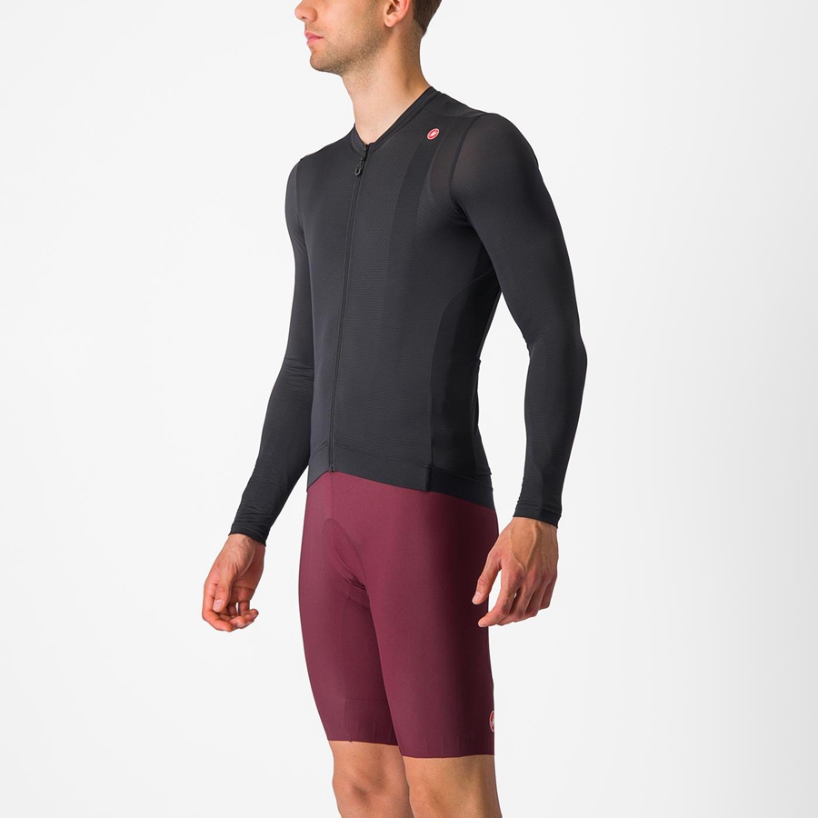 Black / Dark Grey Men Castelli ESPRESSO LS Jersey | VXAF-45786