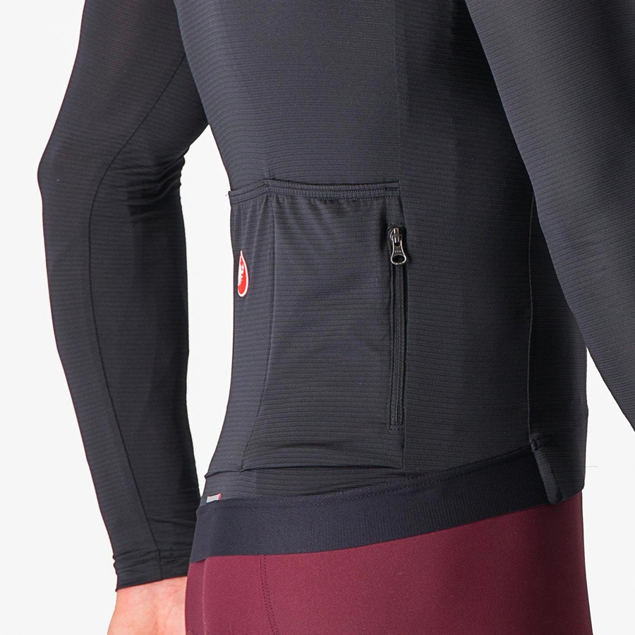 Black / Dark Grey Men Castelli ESPRESSO LS Jersey | VXAF-45786