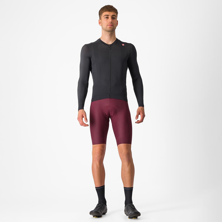 Black / Dark Grey Men Castelli ESPRESSO LS Jersey | VXAF-45786