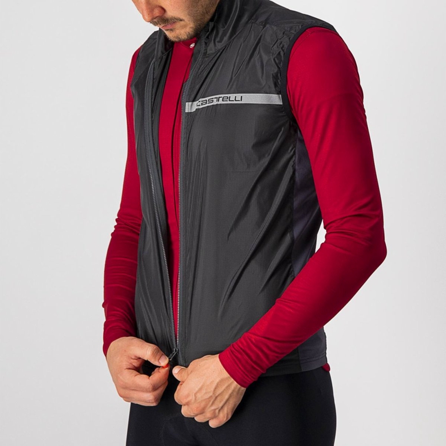 Black / Dark Grey Men Castelli SQUADRA STRETCH Vest | UEQZ-56092