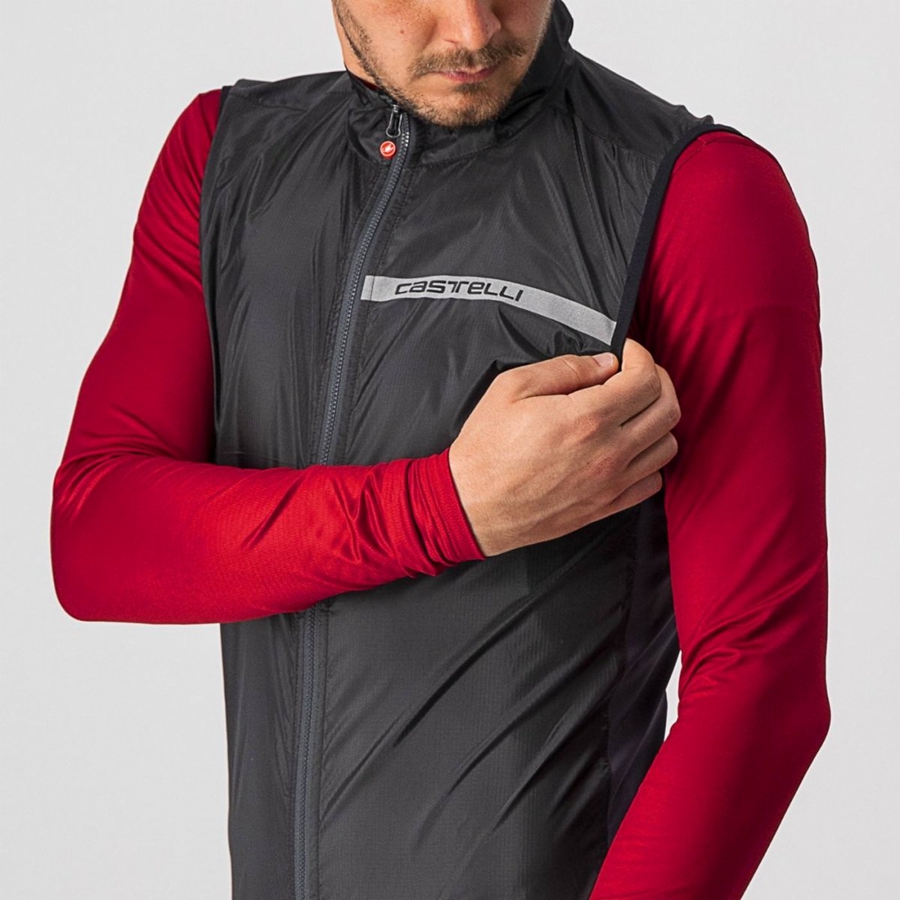 Black / Dark Grey Men Castelli SQUADRA STRETCH Vest | UEQZ-56092