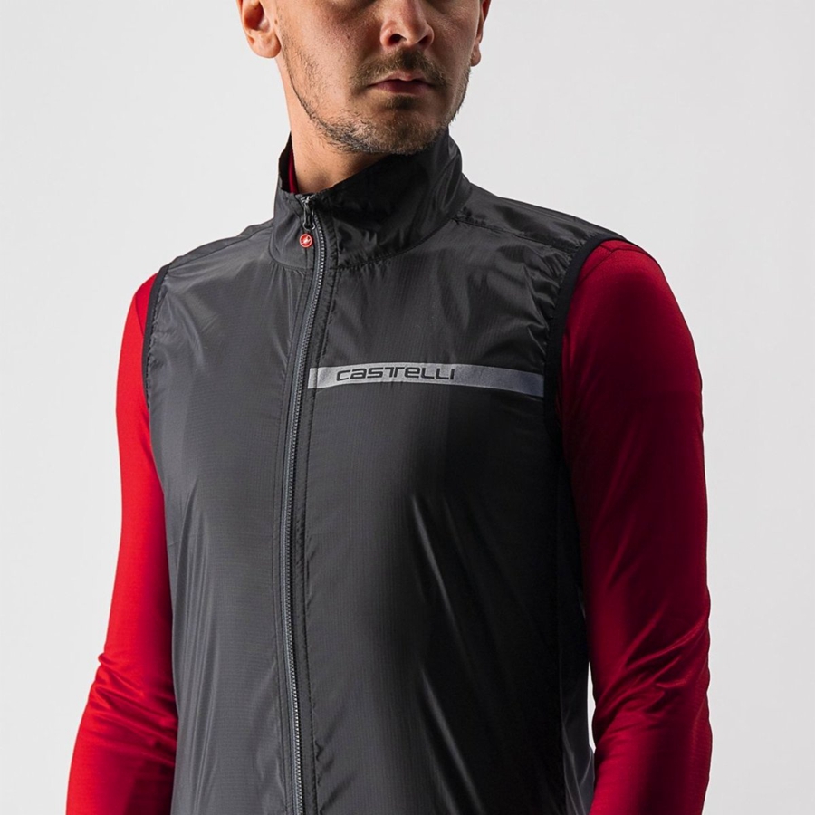 Black / Dark Grey Men Castelli SQUADRA STRETCH Vest | UEQZ-56092