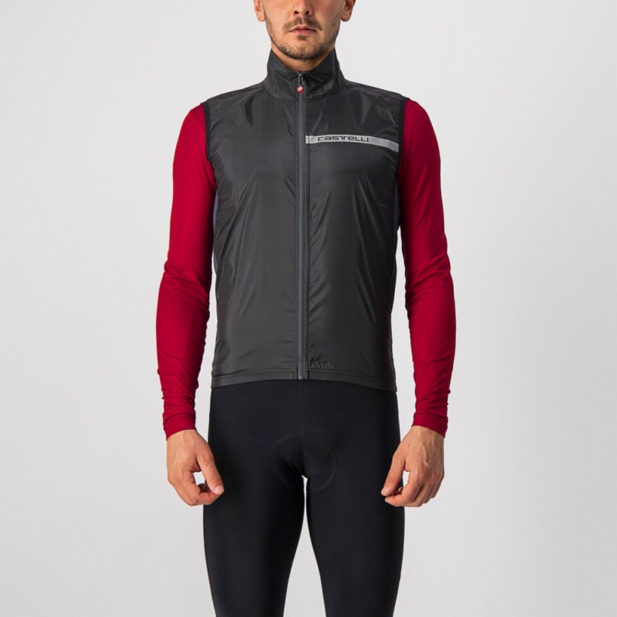 Black / Dark Grey Men Castelli SQUADRA STRETCH Vest | UEQZ-56092