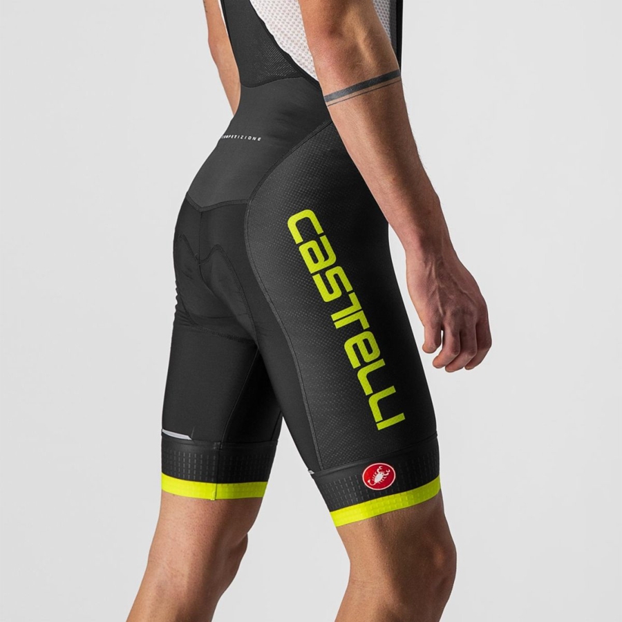 Black / Light Green Men Castelli COMPETIZIONE KIT Bib Shorts | HUZG-40379