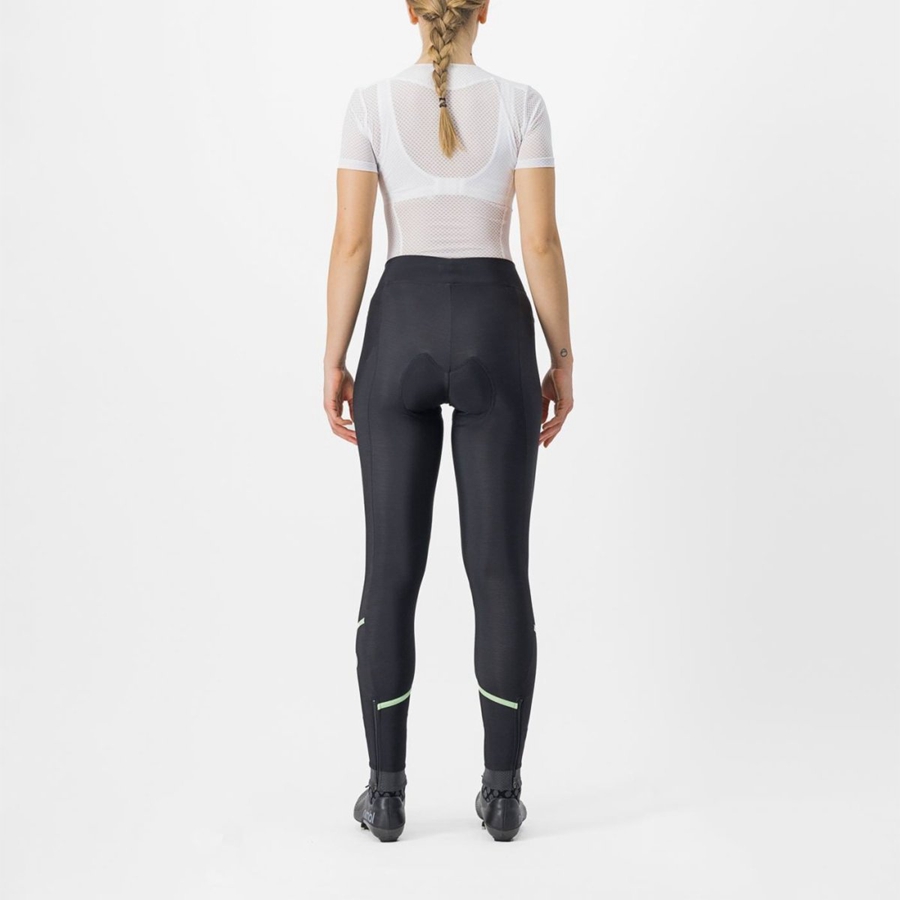 Black / Mint / Black Women Castelli VELOCISSIMA THERMAL Leggings | KZNW-63982