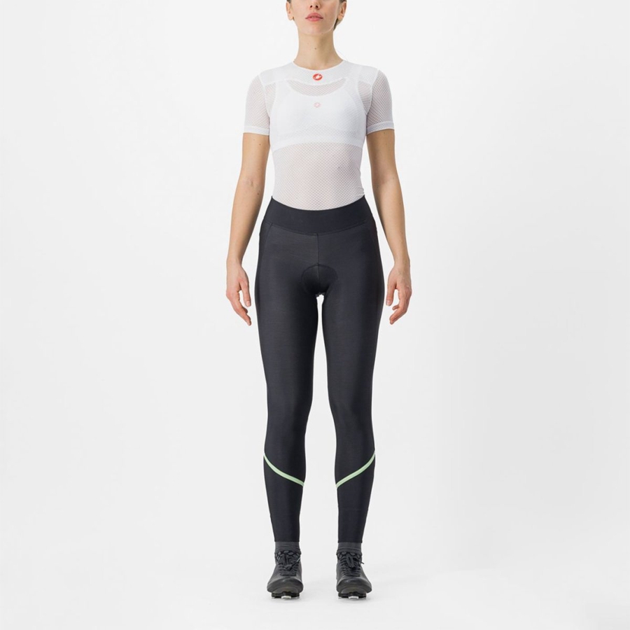 Black / Mint / Black Women Castelli VELOCISSIMA THERMAL Leggings | KZNW-63982