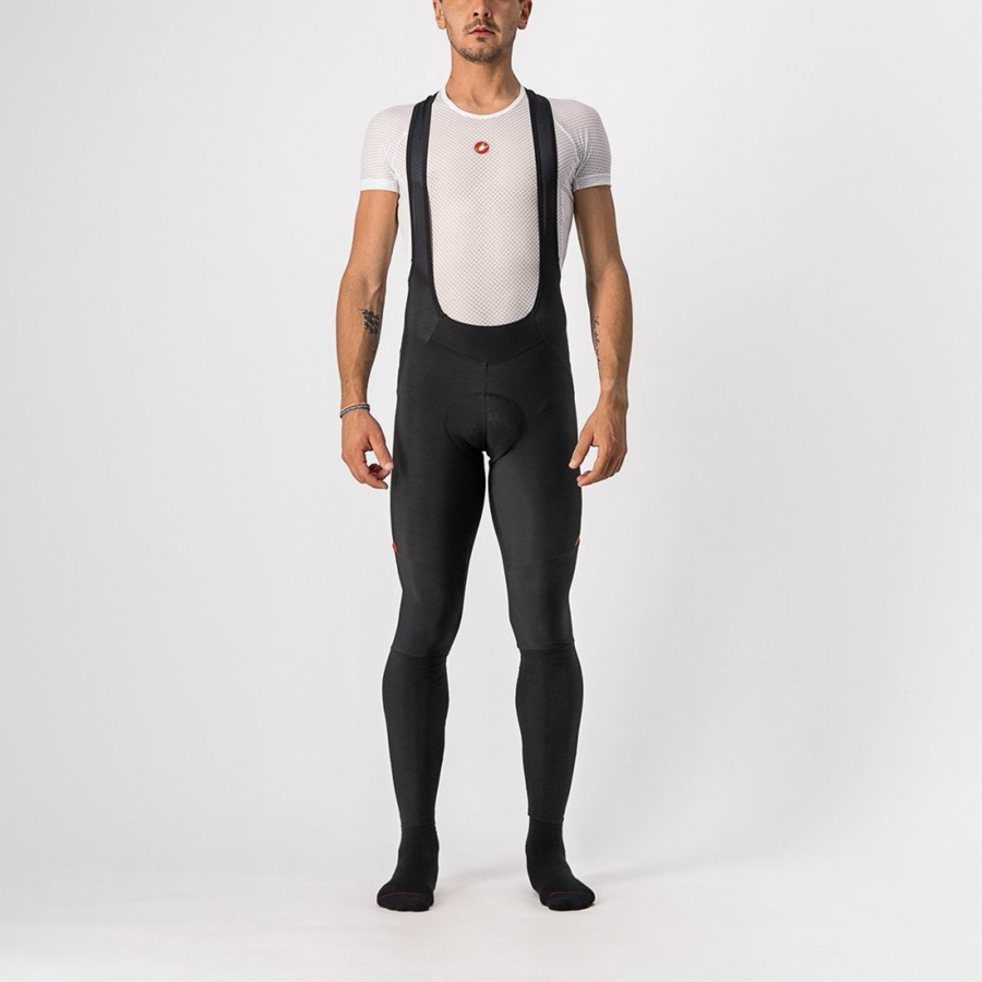 Black / Red Men Castelli VELOCISSIMO 5 Bib Tights | EZHO-29371